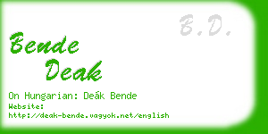 bende deak business card